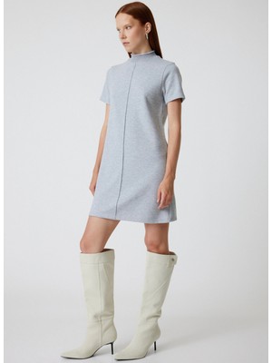 Koton Dik Yaka Bej Diz Üstü Kadın Elbise 5WAK80034EK