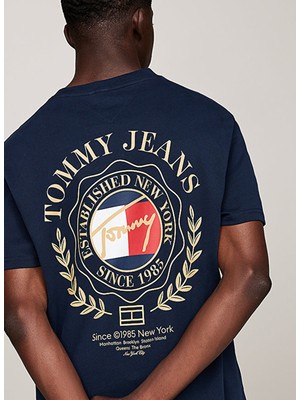 Tommy Jeans Bisiklet Yaka Nakışlı Lacivert Erkek T-Shirt DM0DM18540C1GREGPREPEX