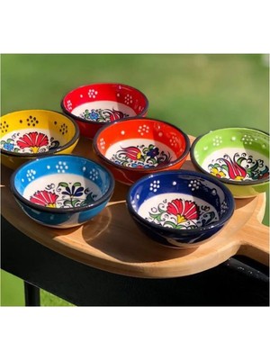 Home Çini Seramik Kase Seti 6'lı 8cm Çerezlik Reçellik Sosluk