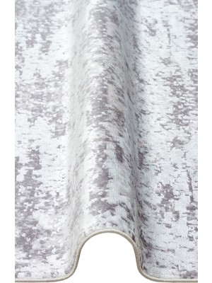 Carpetdocia Smooth Yıkanabilir Kaymaz Parlak Oturma Odası Salon Koridor Ince Dokuma Modern Halı 112 Grey