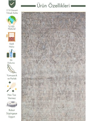 Carpetdocia Çırağan %100 Naturel Özel Işıltılı El Emeği ile Özel Tezgahlarda Üretilen Tensel Uşak Halısı 1ANTBRZ