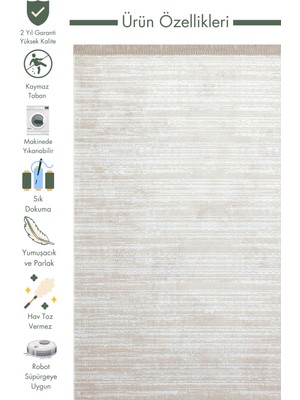 Carpetdocia Smooth Yıkanabilir Kaymaz Parlak Oturma Odası Salon Koridor Ince Dokuma Modern Halı 09 Beıge Gold Xw