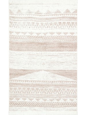 Carpetdocia Maya %100 Naturel Pamuk Yıkanabilir Çift Taraflı Oturma Odası Mutfak Koridor Modern Kilim 06 Natural