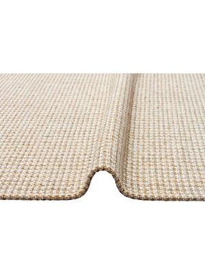 Carpetdocia Arizona Hasır Görünümlü Modern Oturma Odası Salon Koridor Mutfak Kaymaz Kilim 01 Cream Sılver