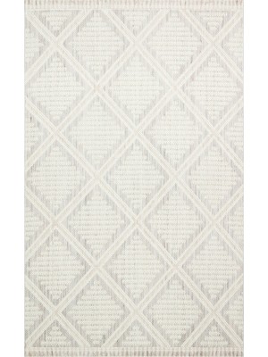 Carpetdocia Comfy Modern Desenli Oturma Odası Koridor Antre Yatak Odası Örgü Dokuma Halı 03 Grey Cream