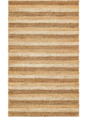 Carpetdocia Knit Jüt %100 Naturel Oturma Odası Koridor Antre Mutfak Balkon El Dokuma Halı S-1410 Natural Xw