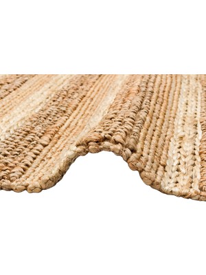 Carpetdocia Knit Jüt %100 Naturel Oturma Odası Koridor Antre Mutfak Balkon El Dokuma Halı S-1410 Natural Xw