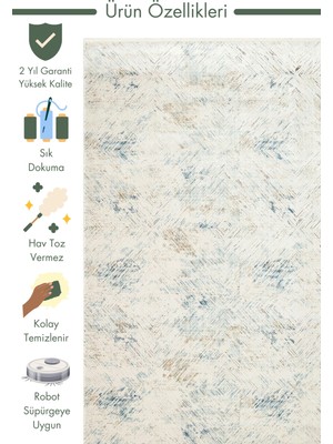 Carpetdocia Üsküdar Serisi Yüksek Kaliteli Sık Dokuma Modern Salon Halısı 03 Cream Blue