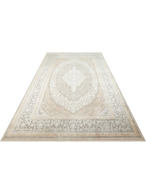 Carpetdocia Mumbai Serisi Klasik Desenli Yüksek Kalite Sık Dokuma Parlak Salon Halısı 08 Cream Grey