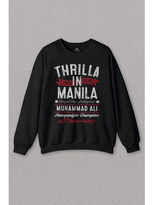 So Cool Siyah Sweatshirt Boks Boxing Muhammed Ali Clay Thrilla In Manila Baskılı Unisex Sweat
