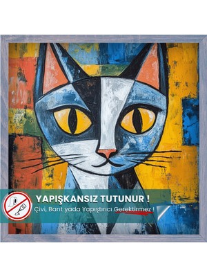 Pi Papers Picasso Tarzı Kedi Posteri, Yüksek Çözünürlüklü Baskı Akıllı Kağıt Poster, Renkli Kedi Posteri