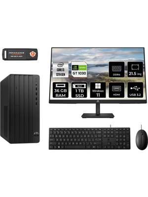 Hp Pro Tower 290 G9 Intel Core I3 13100 36GB 1tb SSD GT1030/4GB 21.5" Fhd Monitör W11H 8T2X0ES Masaüstü Bilgisayar & Per4 USB Bellek 8T2X0ESMNT3383