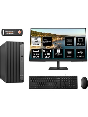 Hp Pro Tower 400 G9 Intel Core I5 12400 16GB 4tb SSD RX550/4GB 21.5" Fhd Monitör W11H 6U3M8EA Masaüstü Bilgisayar & Per4 USB Bellek 6U3M8EAMNT1365