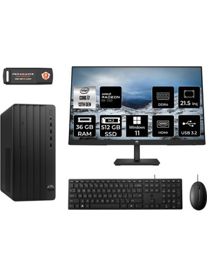 Hp Pro Tower 290 G9 Intel Core I7 13700 36GB 512GB SSD RX550/4GB 21.5" Fhd Monitör W11H 8T2X2ES Masaüstü Bilgisayar & Per4 USB Bellek 8T2X2ESMNT1382