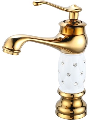 Yedi Yapı Gold Taşlı Desenli Lavabo Bataryası