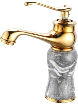 Yedi Yapı Gold Mermer Desenli Lavabo Bataryası