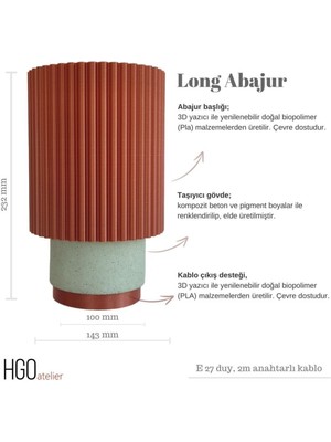 Hgo Atelier Bakır & Terrazzo Long Abajur - Masa Lambası