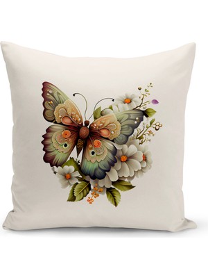 Bertille Home Flower/vintage Serisi Çift Tarafı Dijital Baskılı  4'lü Kırlent Kılıfı Seti  (Cushion Cover Set)