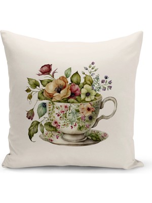 Bertille Home Flower/vintage Serisi Çift Tarafı Dijital Baskılı  4'lü Kırlent Kılıfı Seti  (Cushion Cover Set)