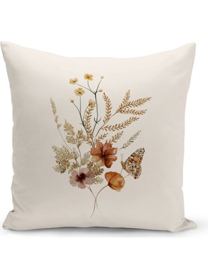 Bertille Home Flower/vintage Serisi Çift Tarafı Dijital Baskılı  4'lü Kırlent Kılıfı Seti  (Cushion Cover Set)