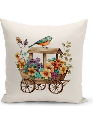 Bertille Home Flower/vintage Serisi Çift Tarafı Dijital Baskılı  4'lü Kırlent Kılıfı Seti  (Cushion Cover Set)