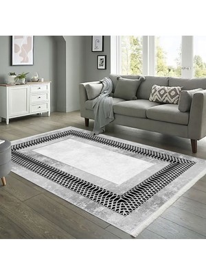 Pamuk Life Halı Kaymaz Deri Taban Yıkanabilir Halı PL4713 Siyah