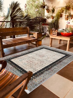 Pamuk Life Halı Kaymaz Deri Taban Yıkanabilir Halı PL5425 Multi