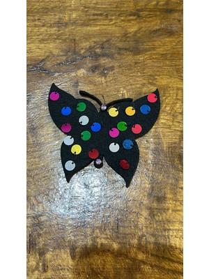 Gönülden Tasarım 9x7 cm Keçe Pul Payetli Kelebek Arma Dikiş Aplike