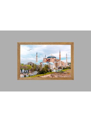 Lioncraft Istanbul Ayasofya Camisi Manzaralı Tablo, Çerçeveli Cam Tablo 30x45 Cm