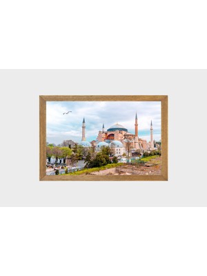 Lioncraft Istanbul Ayasofya Camisi Manzaralı Tablo, Çerçeveli Cam Tablo 30x45 Cm