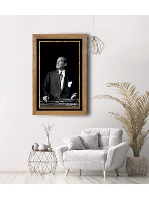 Lioncraft Atatürk Baskılı Tablo, Çerçeveli Cam Tablo 20x30 Cm