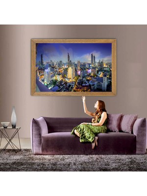 Lioncraft New York Şehir Manzaralı Tablo, Çerçeveli Cam Tablo 30X45 cm