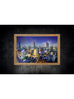 Lioncraft New York Şehir Manzaralı Tablo, Çerçeveli Cam Tablo 30X45 cm