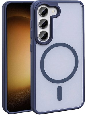 ZORE Galaxy S23 Kılıf Magsafe Şarj Özellikli Mat Arka Yüzey Sio Kapak-Lacivert