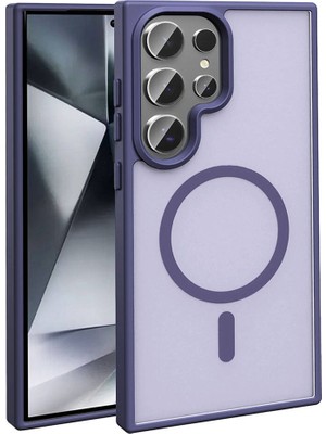ZORE Galaxy S23 Ultra Kılıf Magsafe Şarj Özellikli Mat Arka Yüzey Sio Kapak-Koyu Mor
