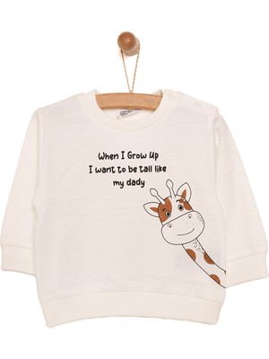 HelloBaby HelloBaby Basic Az Şardonlu Zürafa Desenli Sweatshirt Erkek Bebek