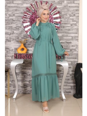 Missvalle Dantel Detaylı Şifon Elbise Mint 19143