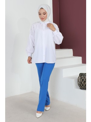 Missvalle Çizgi Detaylı Pantolon Mavi 6078