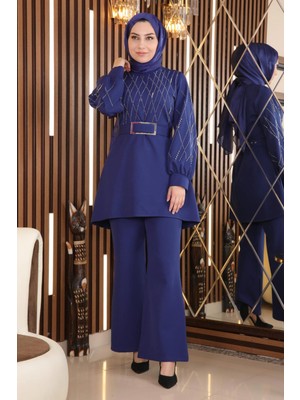 Missvalle Incili Taş Detaylı Takım Indigo 19116