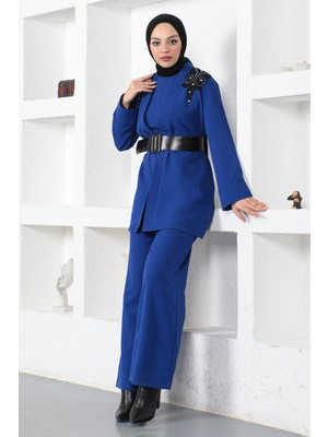 Missvalle Missvalle Dantel Detaylı Tulum Takım Indigo 19003