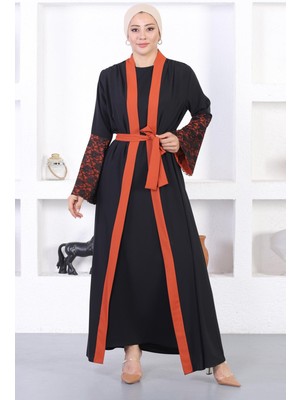 Missvalle Dantel Detaylı Abaya Kiremit 12212