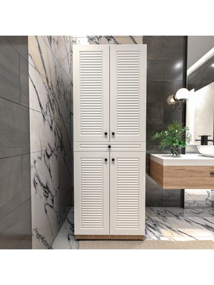 Yıldız Elegance Panjur Kapaklı Kurutma ve Çamaşır Makınesı Dolabı Luxe Ahşap