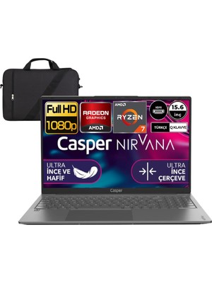 Casper Nirvana X600.5700-BV00X6 Amd Ryzen 7 5700U 8gb Ram 1tb SSD Freedos 15.6" + Çanta