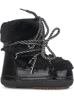 Günlük Kadın Kar Botu Kürklü Bağcıklı Anne Kız Rahat Astarlı Kalın Taban 327