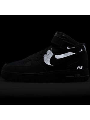 Nike Air Force 1 Mid '07 Lx Halloween Leather Sneaker Hakiki Deri Yüksek Bilek Günlük Spor Ayakkabı Siyah