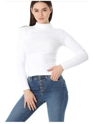 Bluemoor Kadın Uzunkollu Yarım Balıkçı Licralı Penye Badi