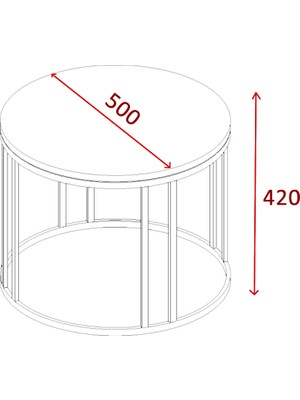 Esn Home Mayda Metalli Yuvarlak Orta Sehpa - Atlantik Çam