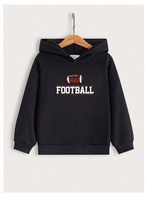 Afternoon Kids Erkek Çocuk Siyah Kapüşonlu Football Baskılı Sweatshirt