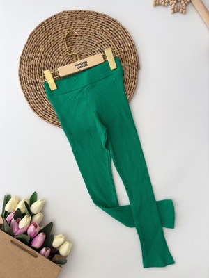 Miniğimin Cicileri Fitilli Esnek Kız Çocuk tayt - Yeşil