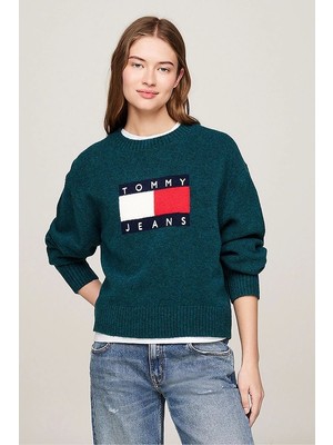 Tommy Hilfiger Kadın Melange Flag Kazak